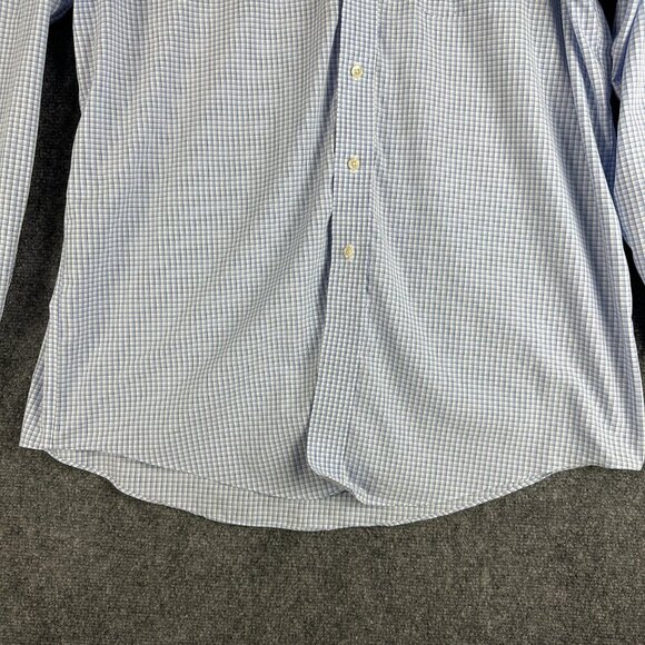 Brooks Brothers Shirt Mens 16.5 Madison Button Up Non Iron Blue White Check Cott - Picture 2 of 9